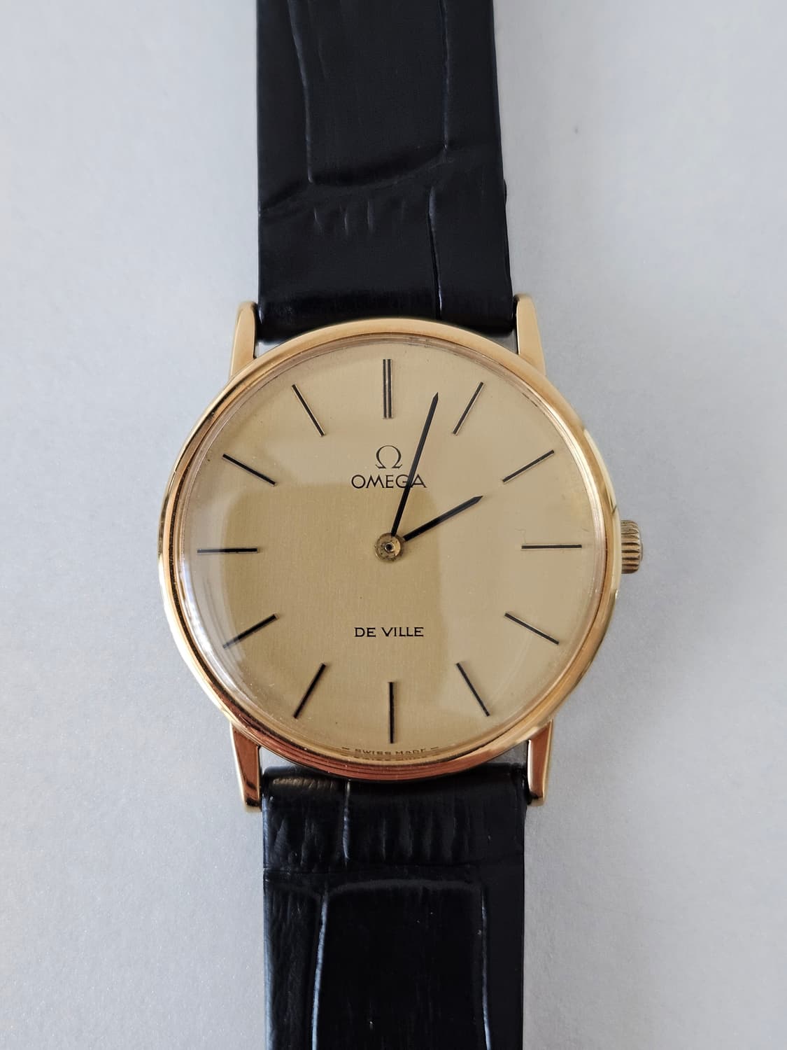 빈티지 오메가 드빌 금장 남성용 가죽 시계 상품이미지1
