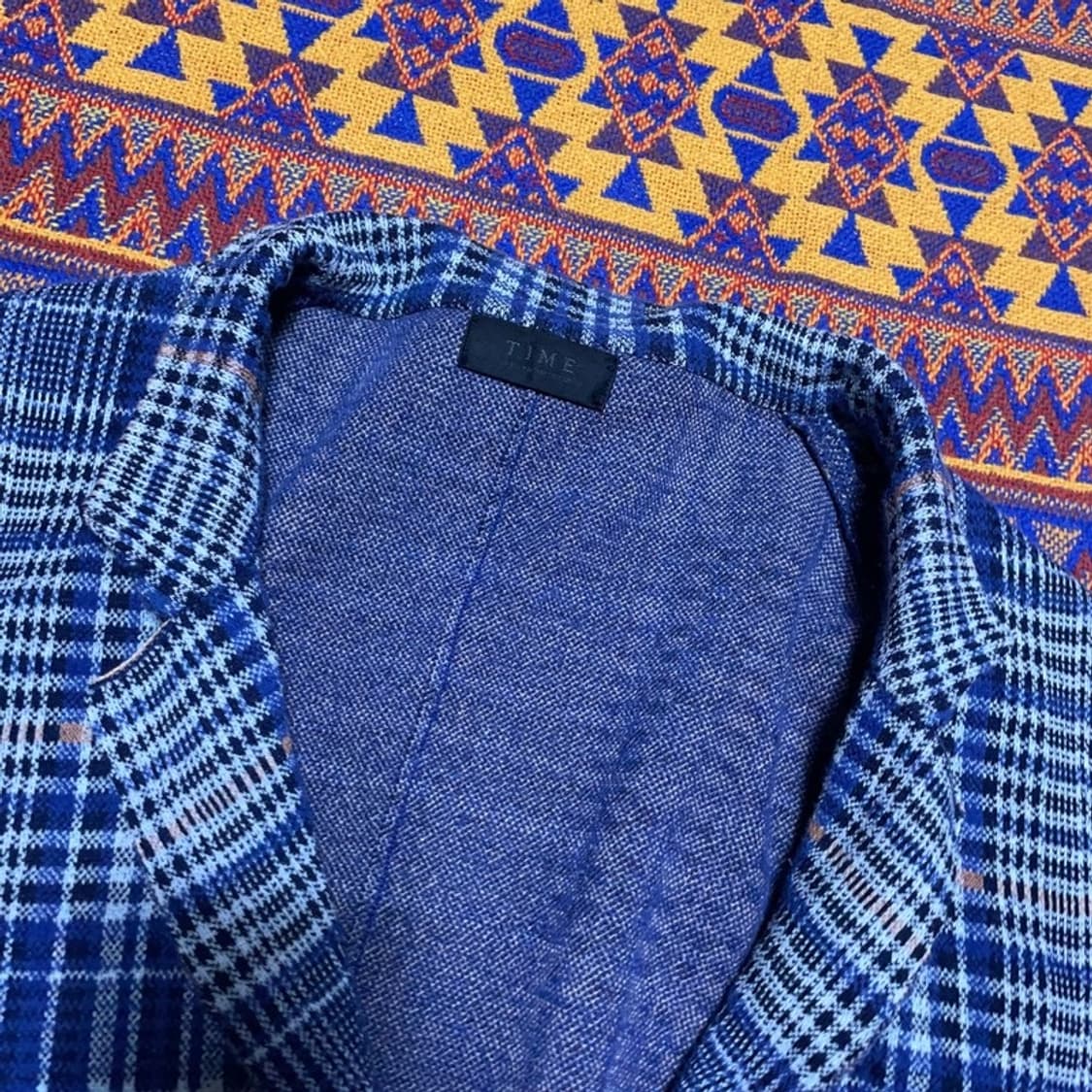 [100] 타임옴므 체크 니트 블레이저 자켓 상품이미지2