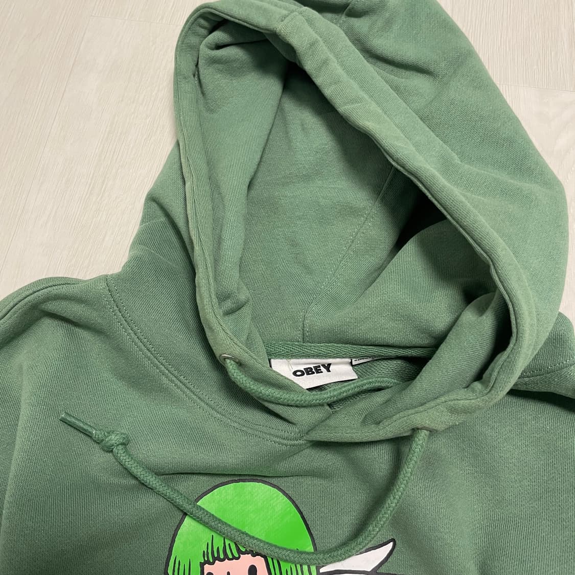 오베이 Obey 그린 컬러 센터 로고 후드티 S 상품이미지4