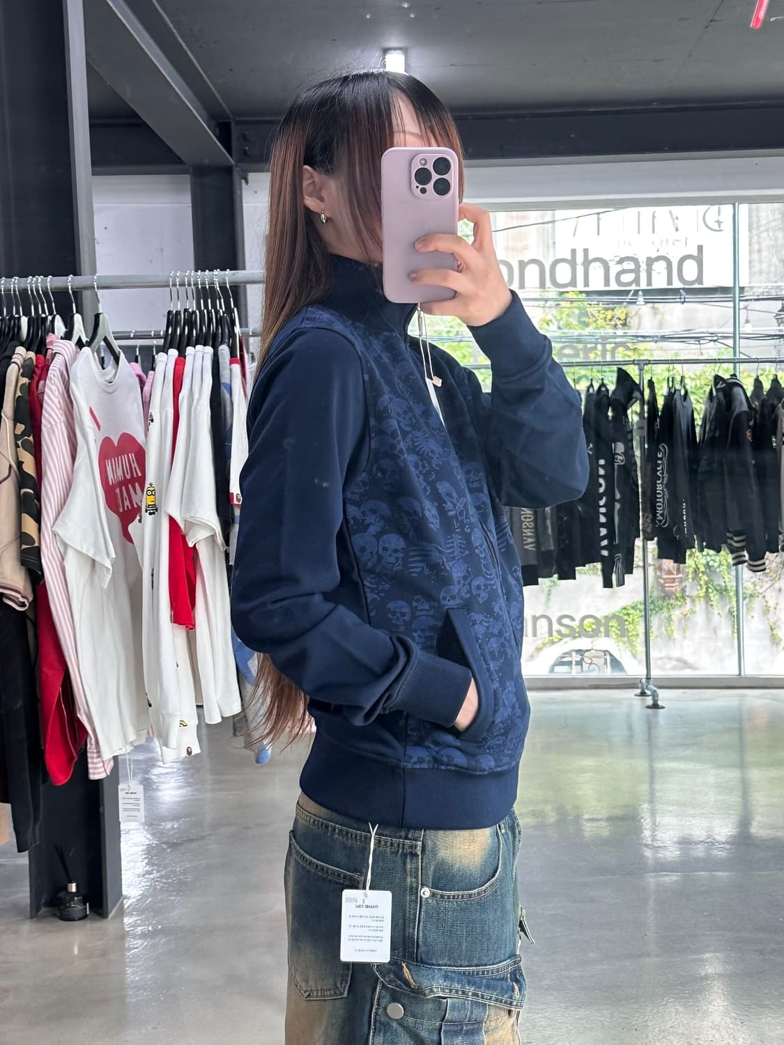 히스테릭글래머 스컬 져지 블루종 상품이미지2