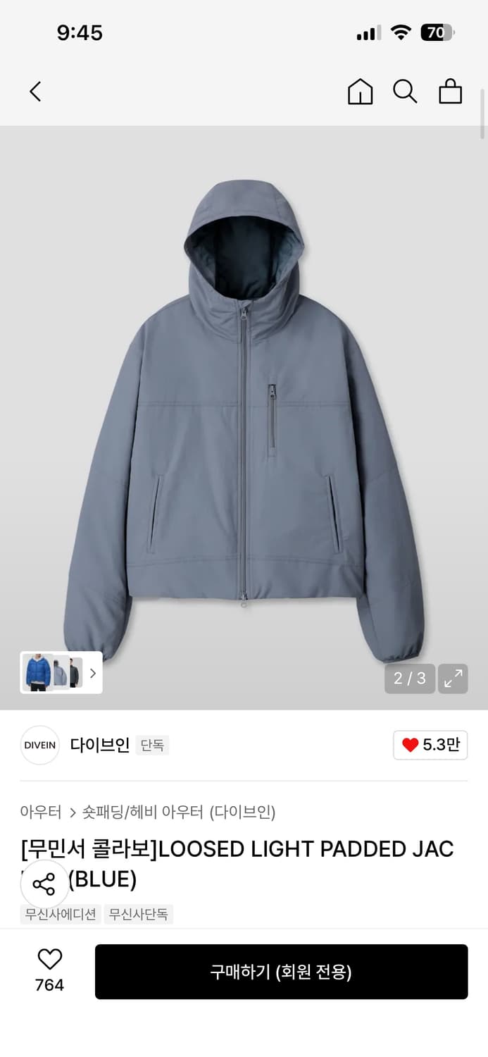 다이브인 LOOSED LIGHT PADDED JACKET (무민서) 상품이미지1