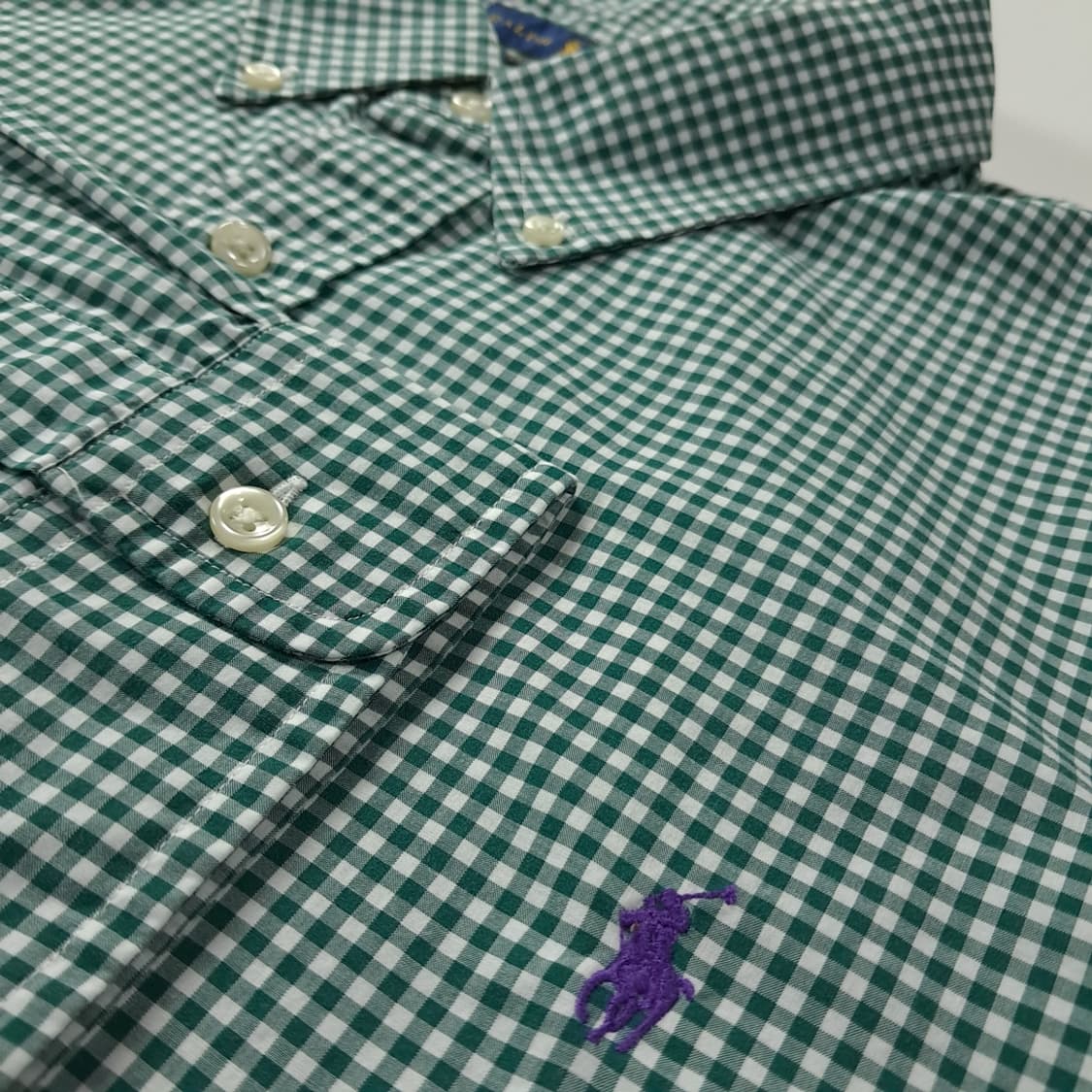 CK588 2XL 폴로 그린 마이크로깅엄체크 셔츠 남방 상품이미지4
