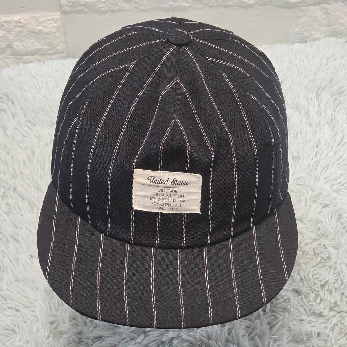p5-4:밀리터지 스트라이프 블랙 플랫캡(57~59) 상품이미지1