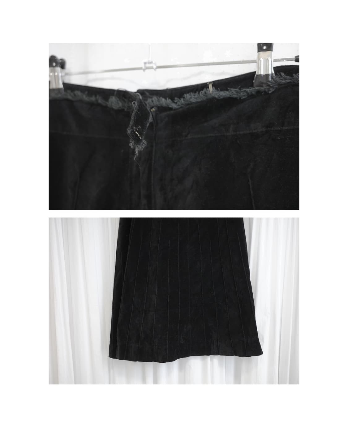 Black Velvet Fringe Skirt 상품이미지3