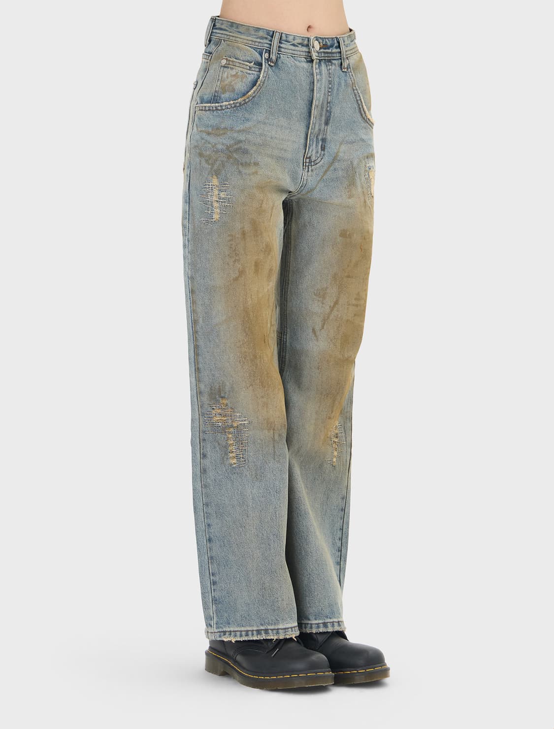 구해요) 앤더슨벨 유니섹스 디스트로이드 와이드 레그 진 24 상품이미지3