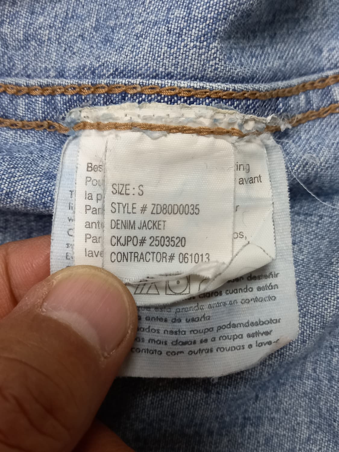 S85 Calvin Klein Turkey 워싱 데님자켓 연청 S-211 상품이미지8