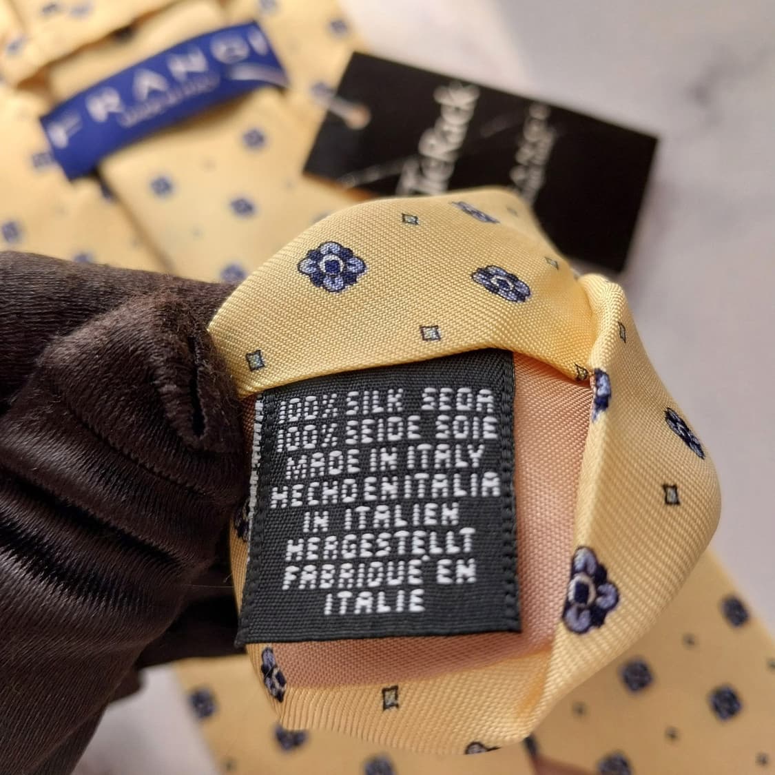 프란지 실크 레몬 플라워 모티브 넥타이 9.3cm 새제품 K1630
 상품이미지10