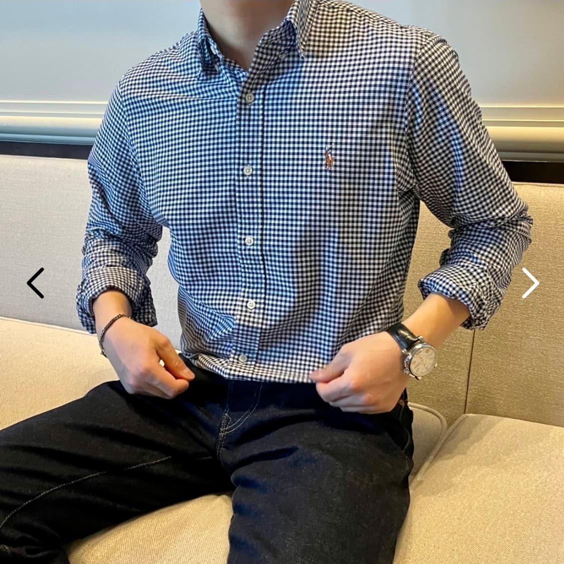 폴로 깅엄체크셔츠 클래식핏 M 팝니다 상품이미지3
