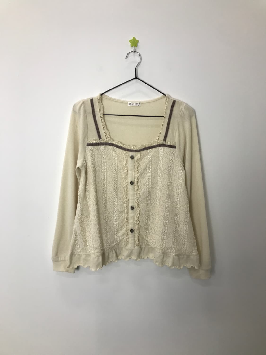 axes femme Lace Panel Button-up Top 상품이미지2