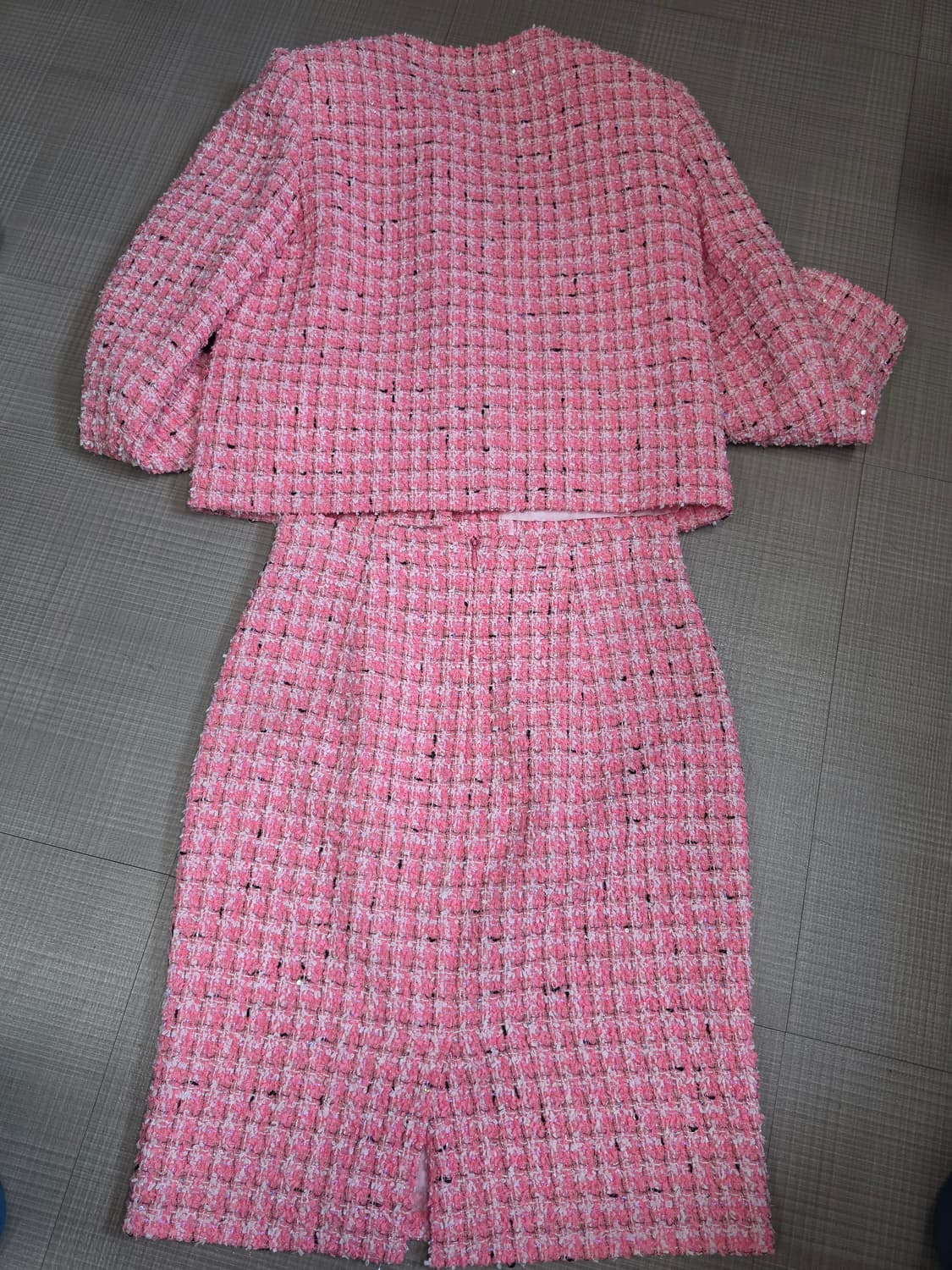 모조에스핀 핑크 트위드 자켓&스커트 셋업 세트 봄~가을 상품이미지7
