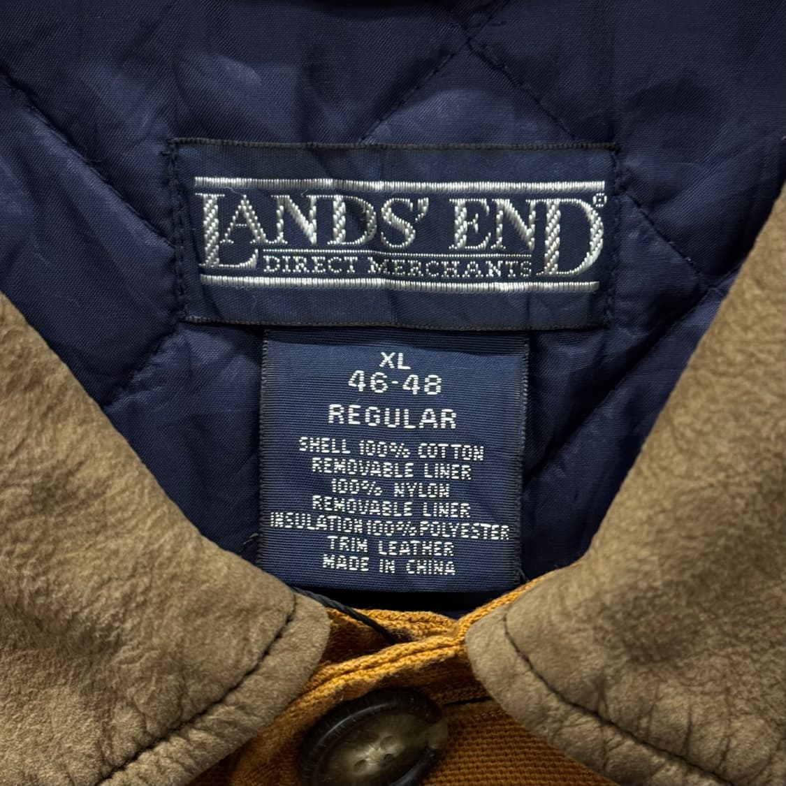 90s Lands End 코듀로이 카라 퀼팅 라이닝 워크 헌팅 초어 코트 상품이미지6