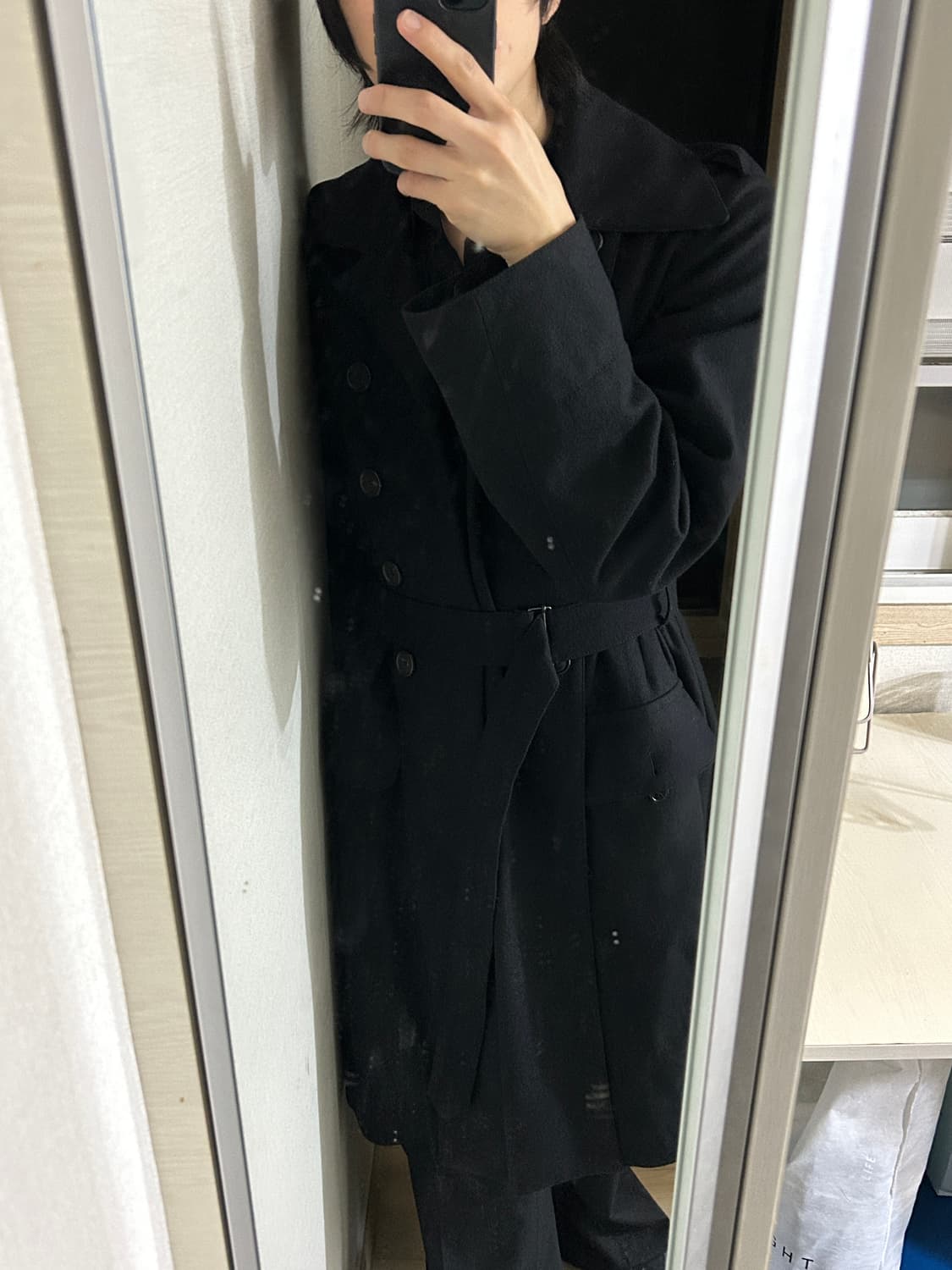 앤드뮐미스터 울 로브 블랙 코트  상품이미지2