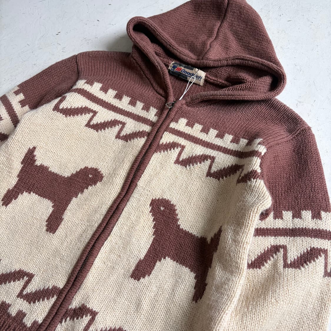 90s BF Goodrich 빈티지 코위찬 울 후드집업 M 상품이미지4