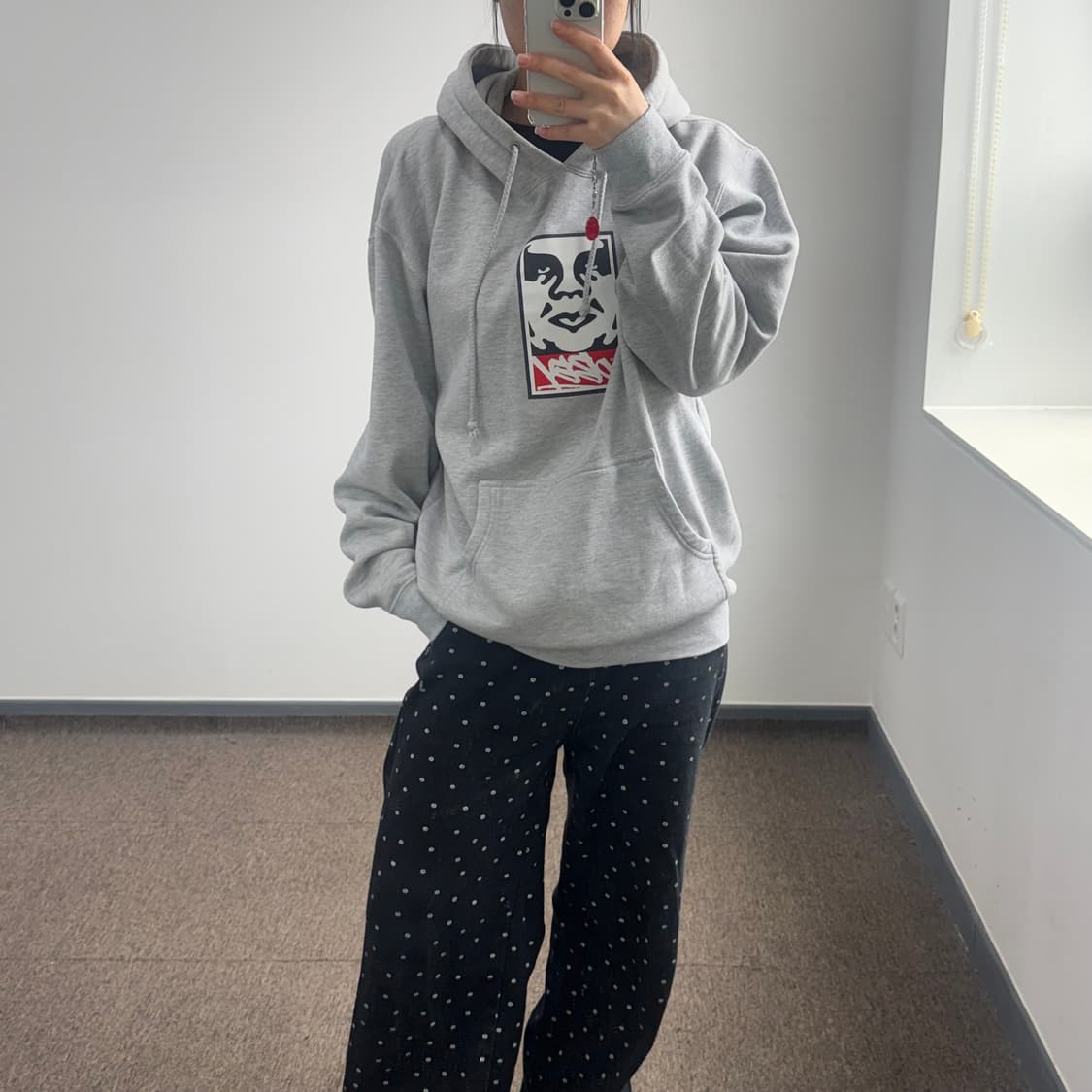 Obey 오베이 백포인트 그레이 후드티 상품이미지1