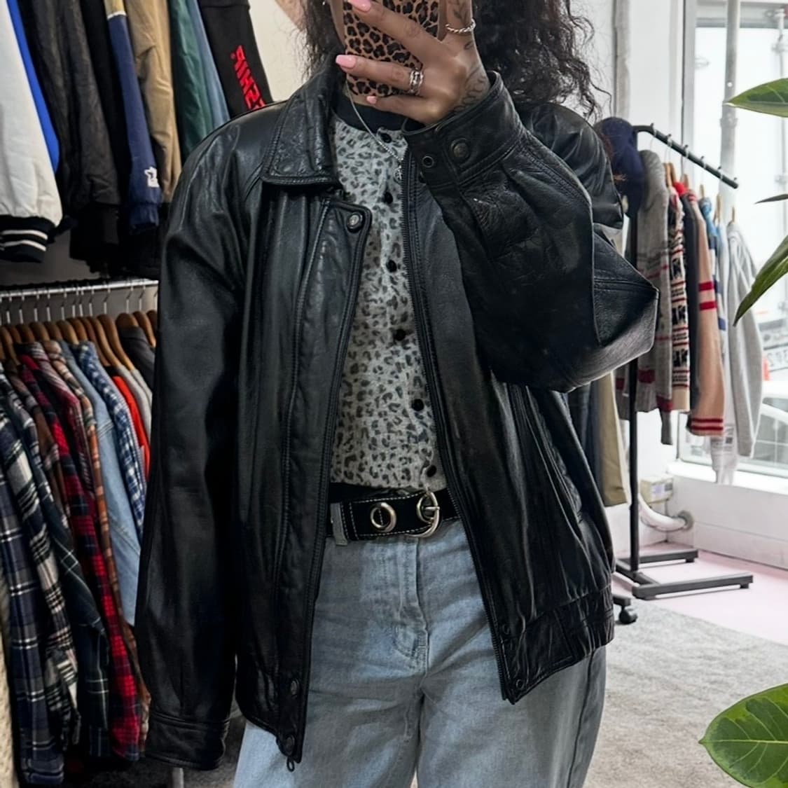 빈티지 블랙 소가죽 봄버 자켓XL 상품이미지2