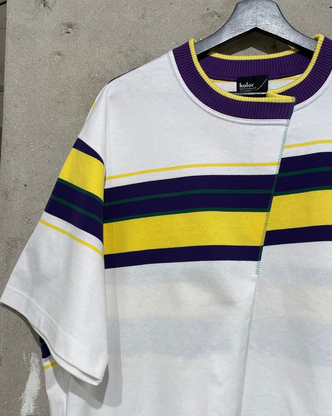 컬러 23S/S 화이트 애이시머트리 스트라이프 하프티 상품이미지2