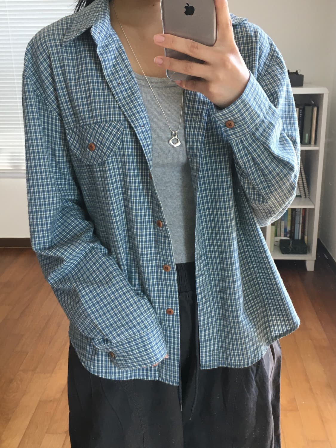 빈티지 블루 체크셔츠 상품이미지1