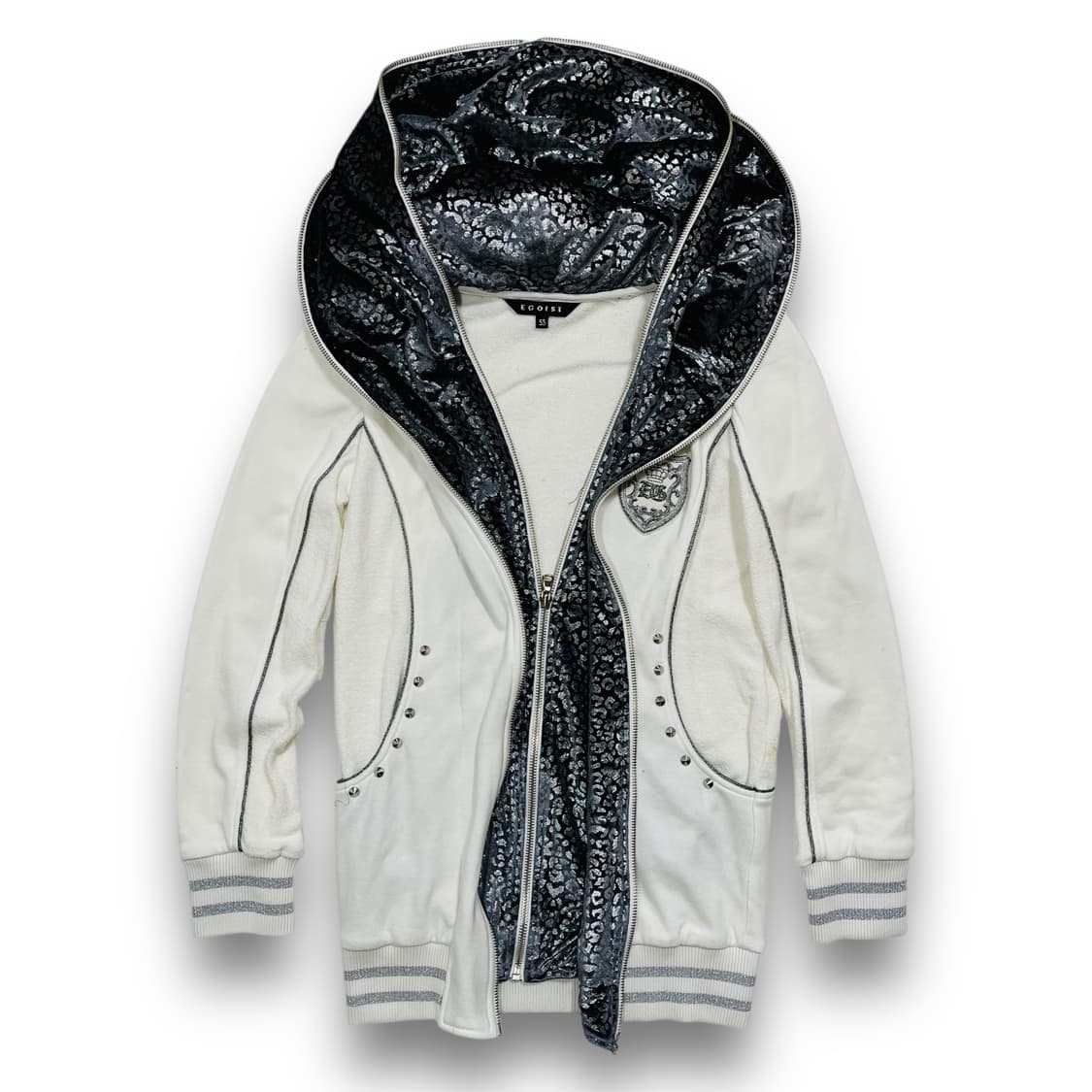 에고이스트 y2k 펑크 갸루 더블 지퍼 슬림 후디 집업 상품이미지3