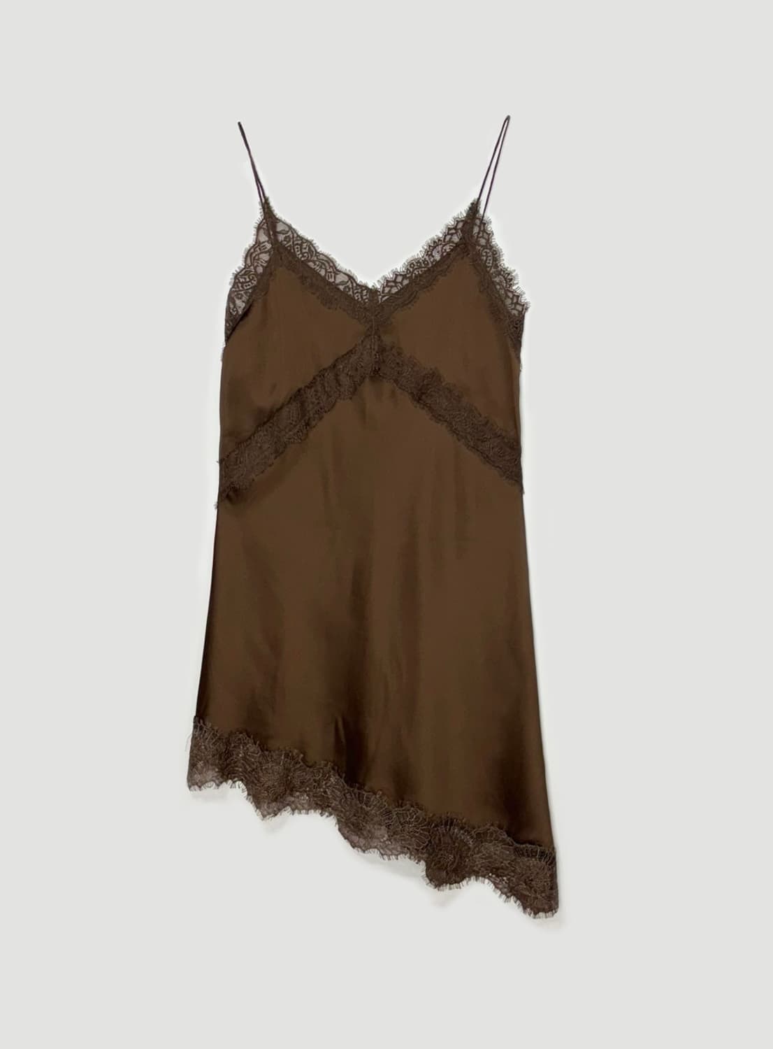 레이스 슬립 드레스 원피스 브라운 상품이미지1