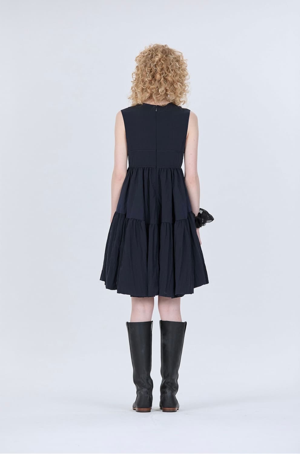 STU 우먼즈 포플린 슬리브리스 드레스 네이비 상품이미지4