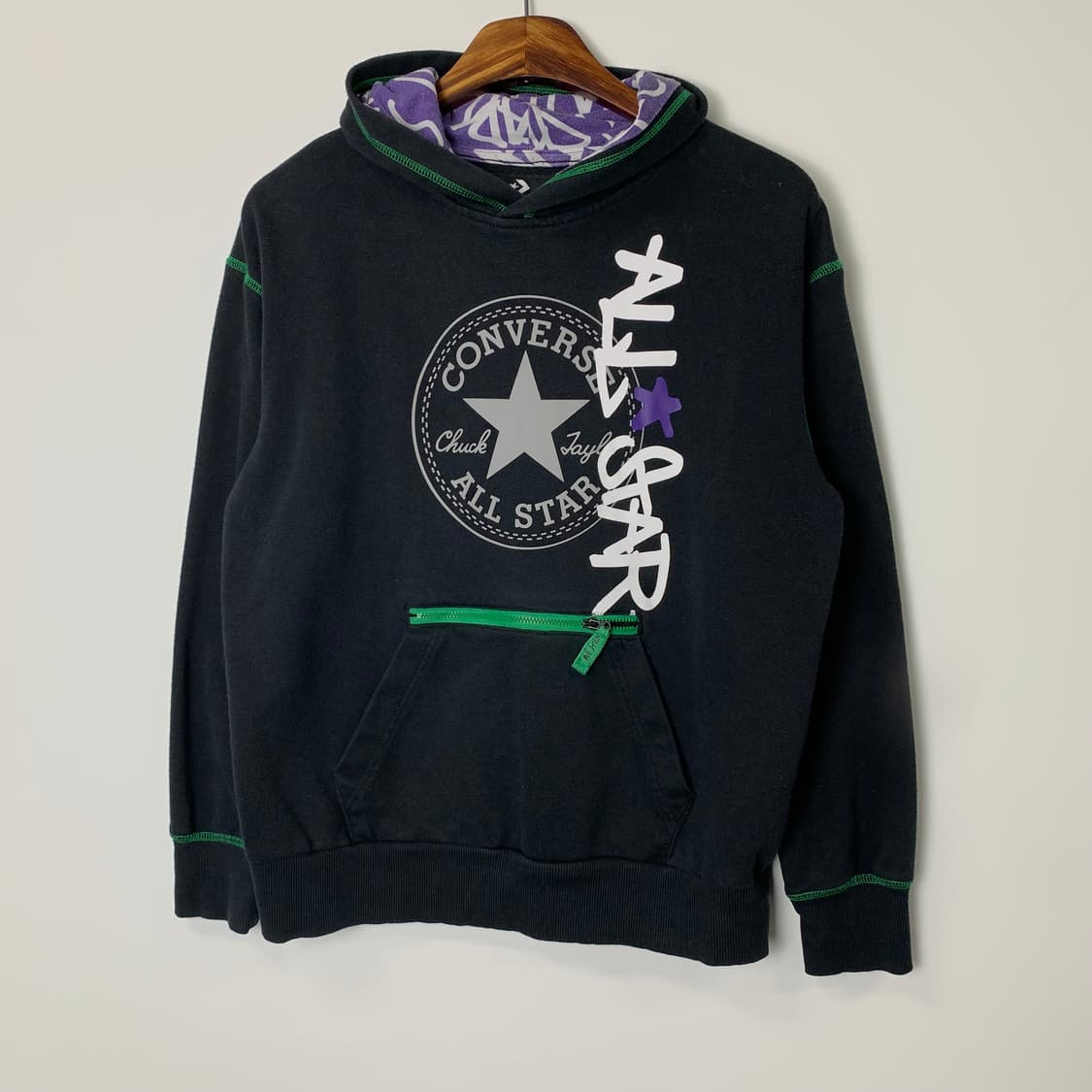 컨버스 y2k 와투케 스타 블랙 후드티 상품이미지2