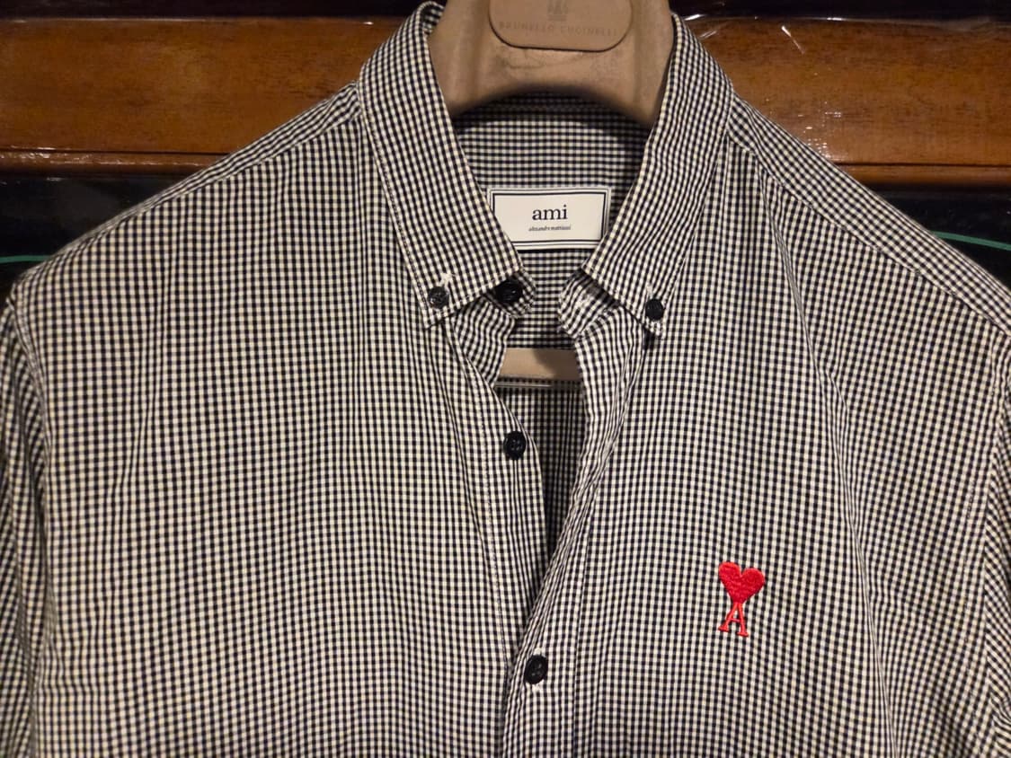 아미 깅엄패턴 버튼다운셔츠  상품이미지3