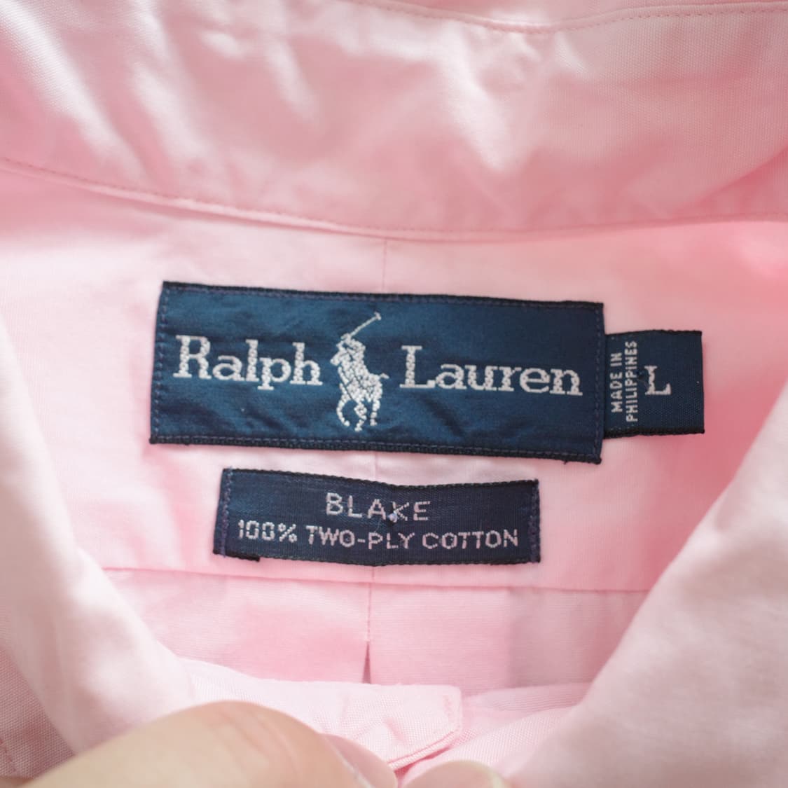 90s 폴로 랄프로렌 블레이크 반팔 핑크 셔츠 (L) 상품이미지6
