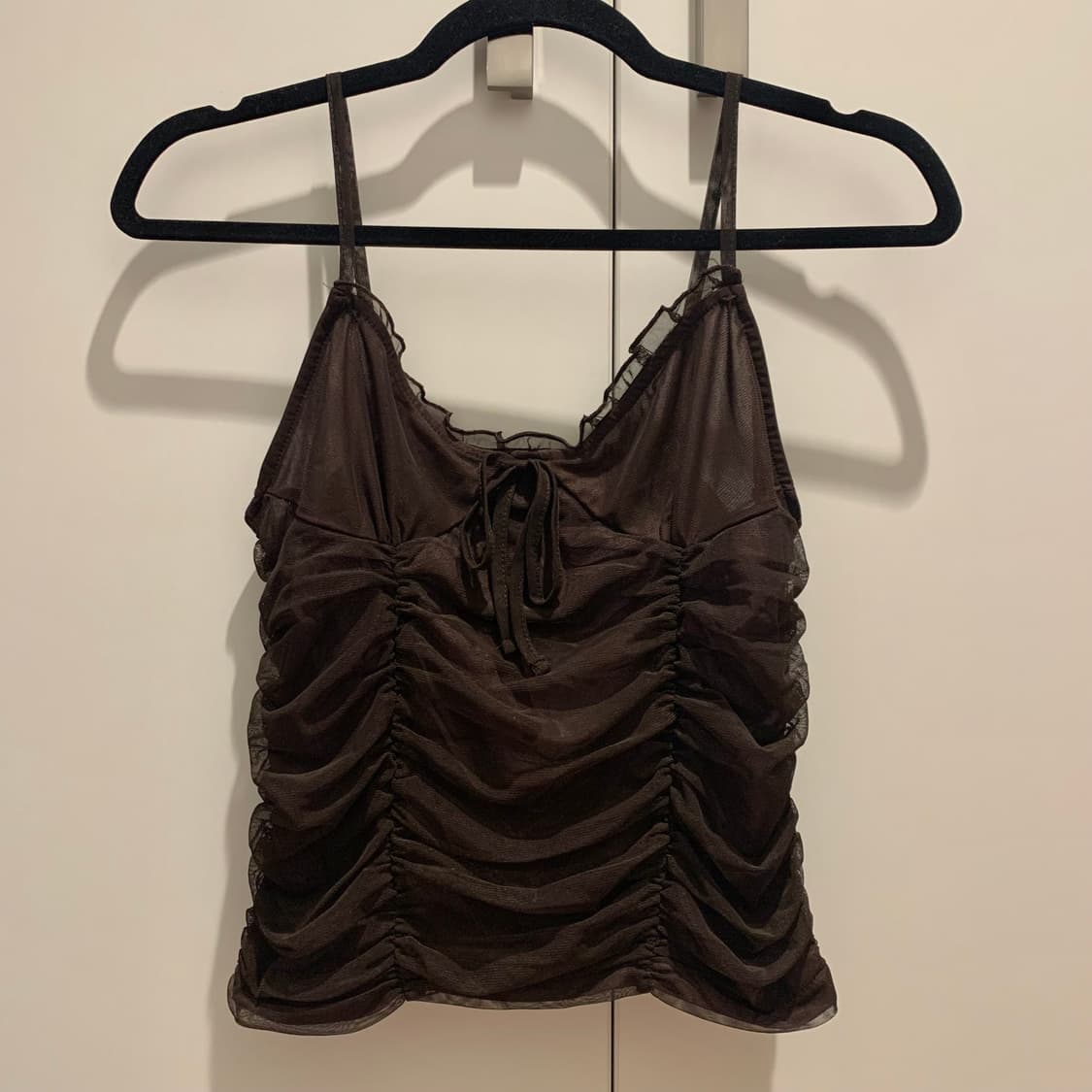 빈티지 셔링 쉬어 캐미탑 브라운 상품이미지1