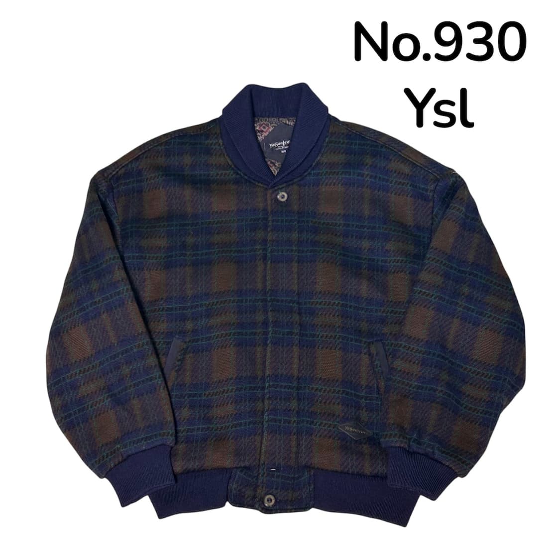 YSL 입생로랑 90년대 모직 체크 블루종 아카이브 자켓 L 상품이미지1