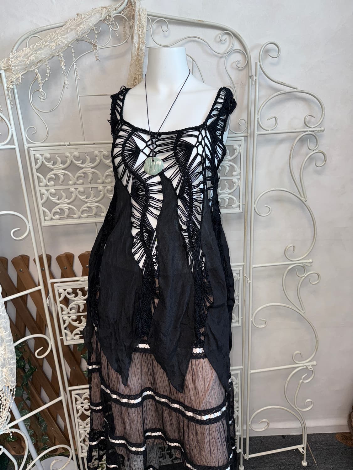 Black grunge fairy crochet sleeveless 상품이미지4