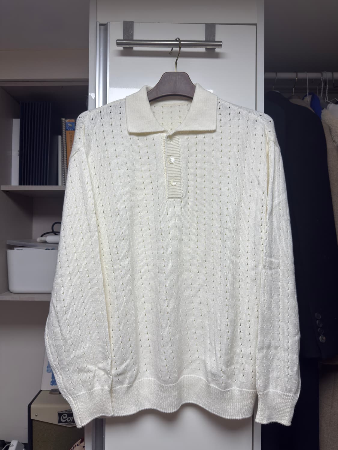 유스 (미착용) 포인텔레 카라 니트 티셔츠 화이트 L 상품이미지2