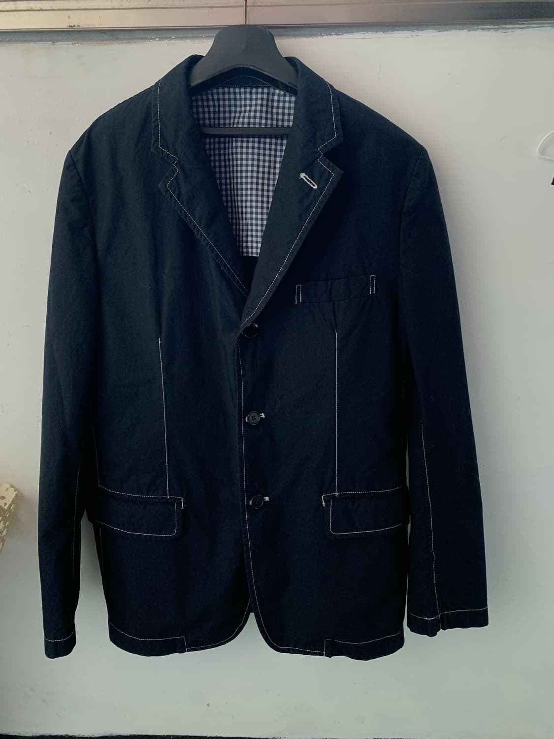 꼼데가르송 옴므 스티치 깅엄 자켓 s 상품이미지5