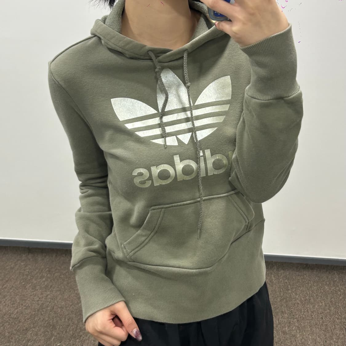 Adidas 아디다스 파이어로고 카키 후드티 상품이미지1