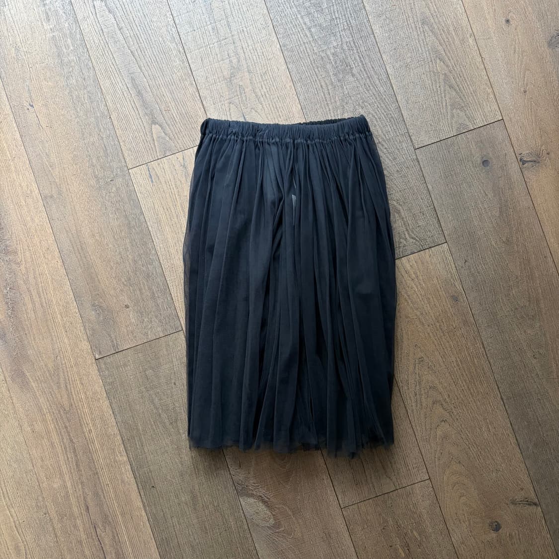 Tulle Docking Wool Shirring Skirt 상품이미지1