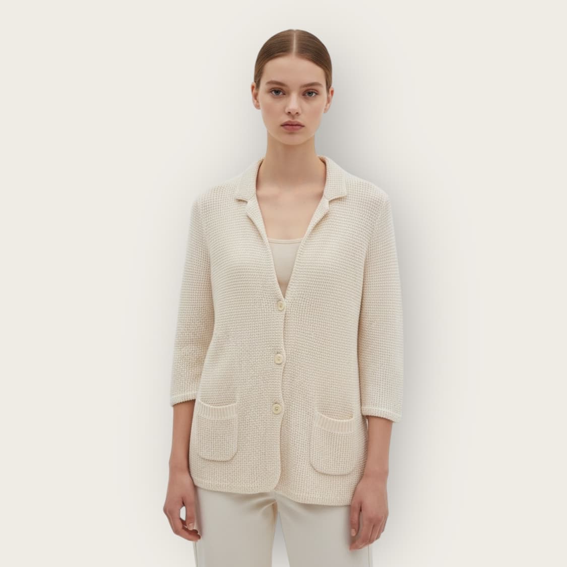 42/ 로로피아나 캐시미어 블랜딩 엘보패치 가디건 자켓 상품이미지1