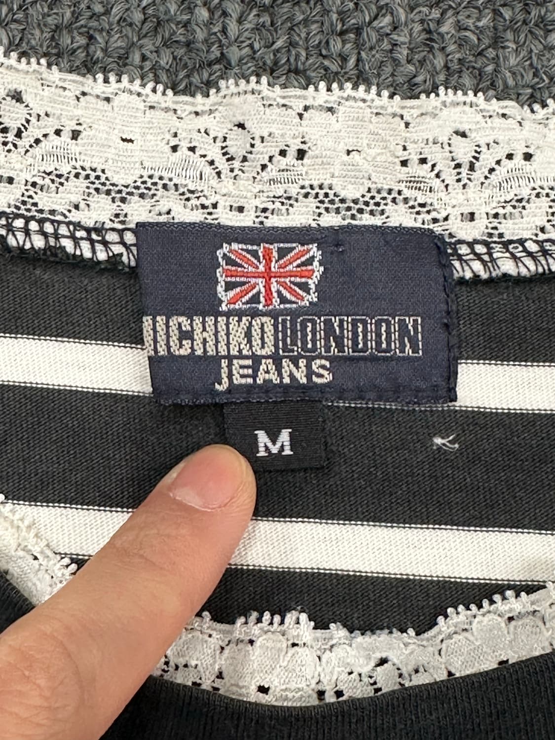 M)미치코런던 빈티지 여성 스트라이프 레이스 롱슬리브 상품이미지3