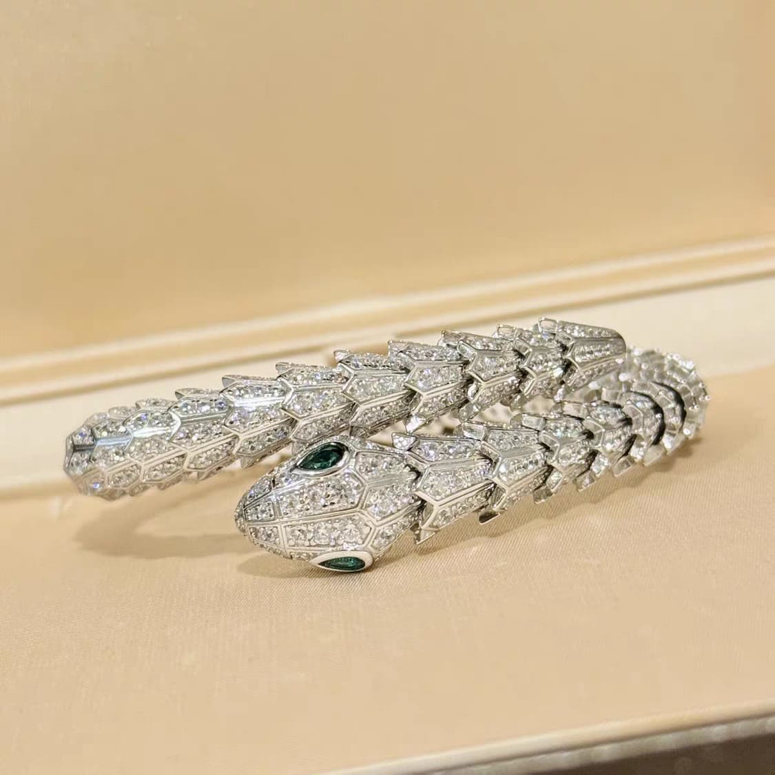 Oceanora S925 실버 풀다이아 스네이크 브레이슬릿 에메랄드 아이 상품이미지3