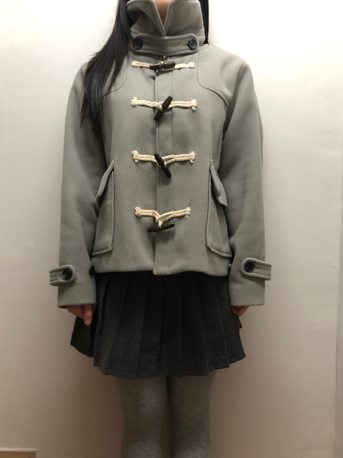 빈티지 그레이 더플 하프 코트 상품이미지1