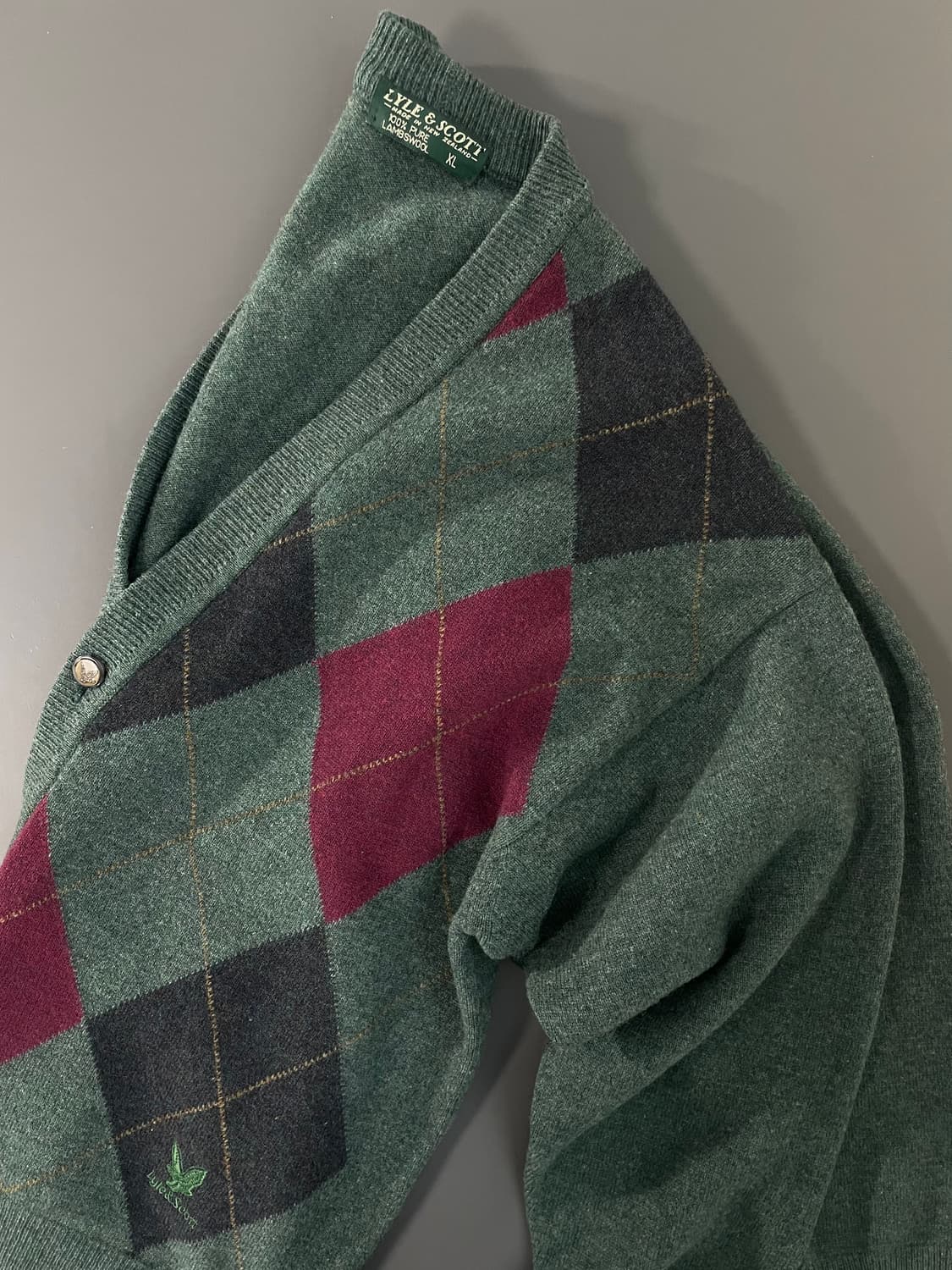 [XL] 라일앤스콧 아가일 퓨어 램스울 가디건 상품이미지3