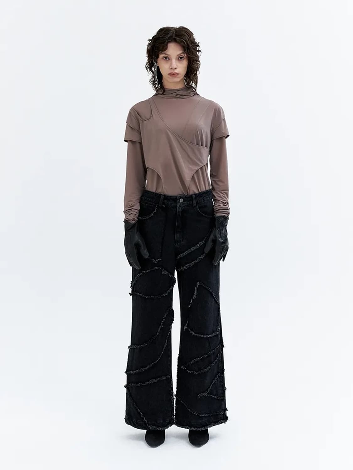 LEEY YEEL CUFFS SHIRRING LAYERED HOODED 상품이미지4
