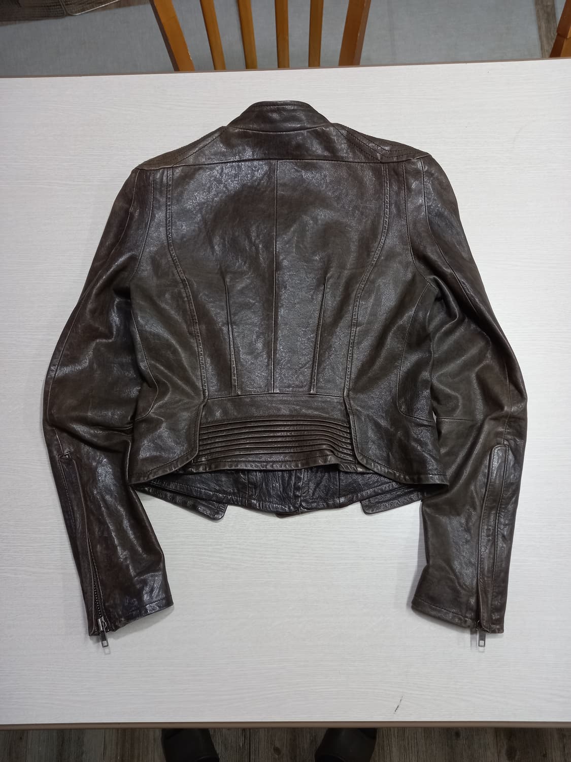 M90 SYSTEM 크롭 바이커 레더자켓 다크브라운 M-989 상품이미지2