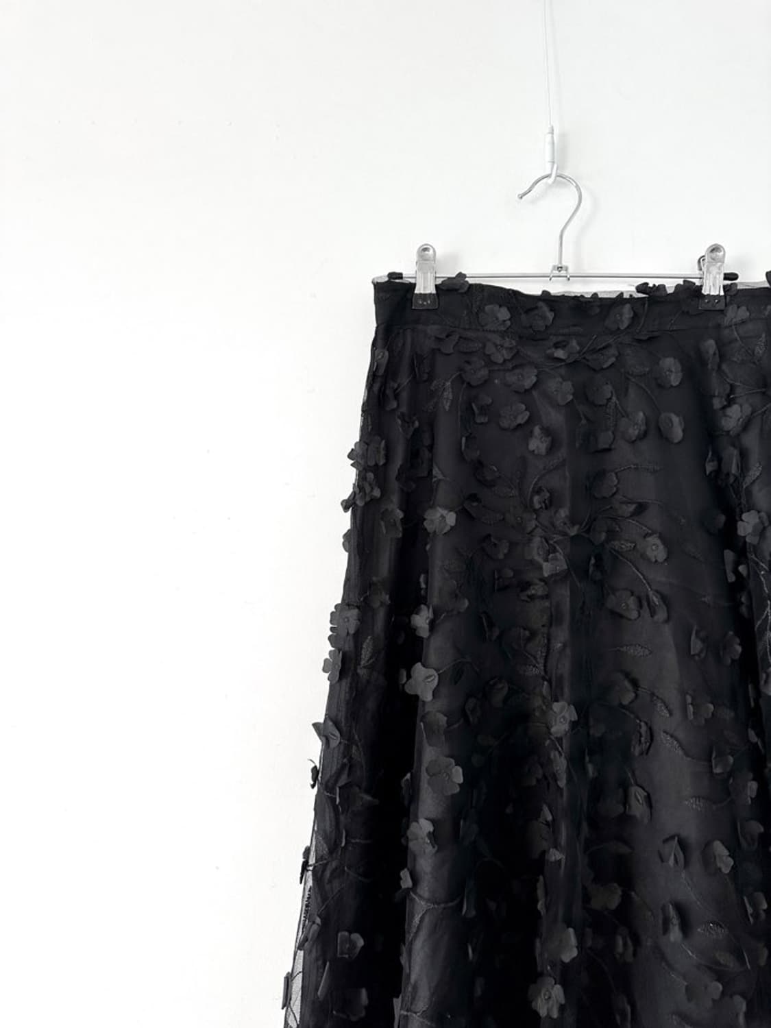 3D flower tulle skirt / black 상품이미지3