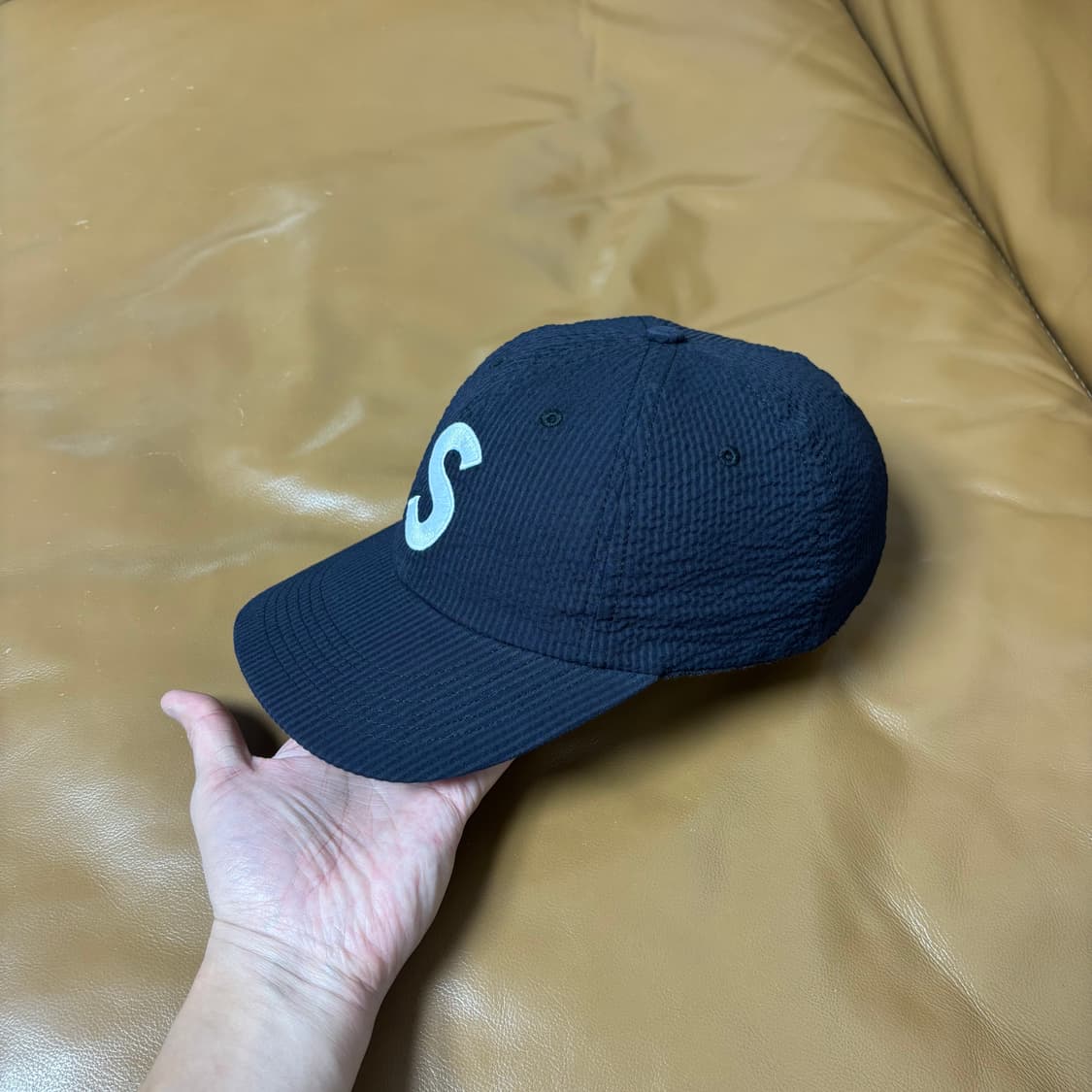 Supreme 슈프림 24ss 시어서커 블랙 S로고 6패널 볼캡 모자 상품이미지4