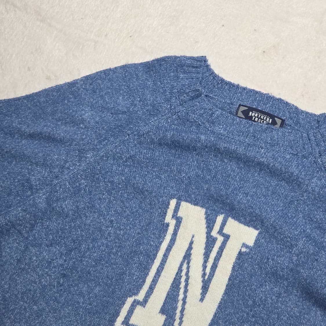 일본 빈티지 블루 레터링 니트 상품이미지2