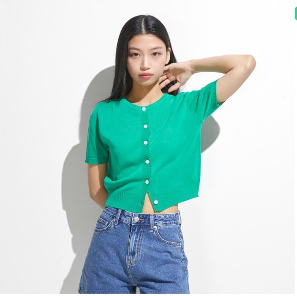 미쏘 에센셜 라운드넥 반팔 가디건 M 상품이미지6