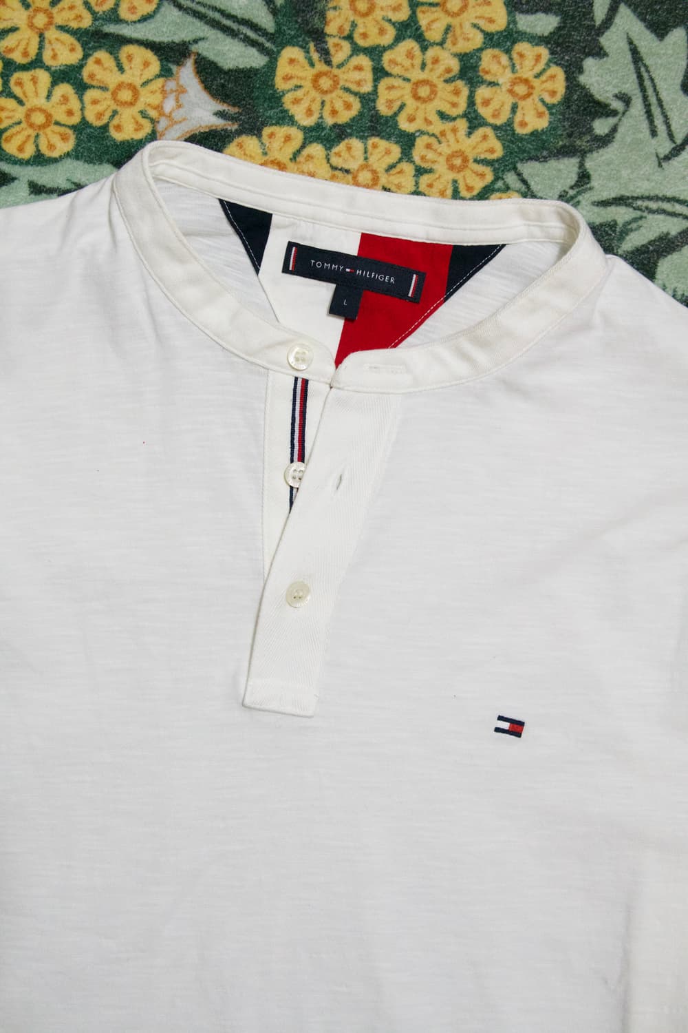 타미힐피거 헨리넥 긴팔 티셔츠 L 화이트 상품이미지2