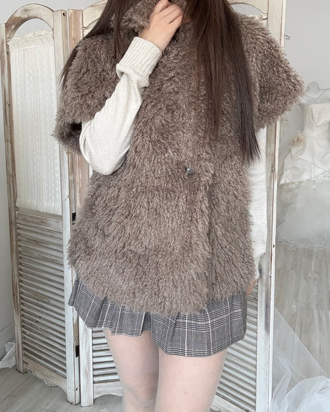 Mocha mousse fur half jacket 상품이미지5
