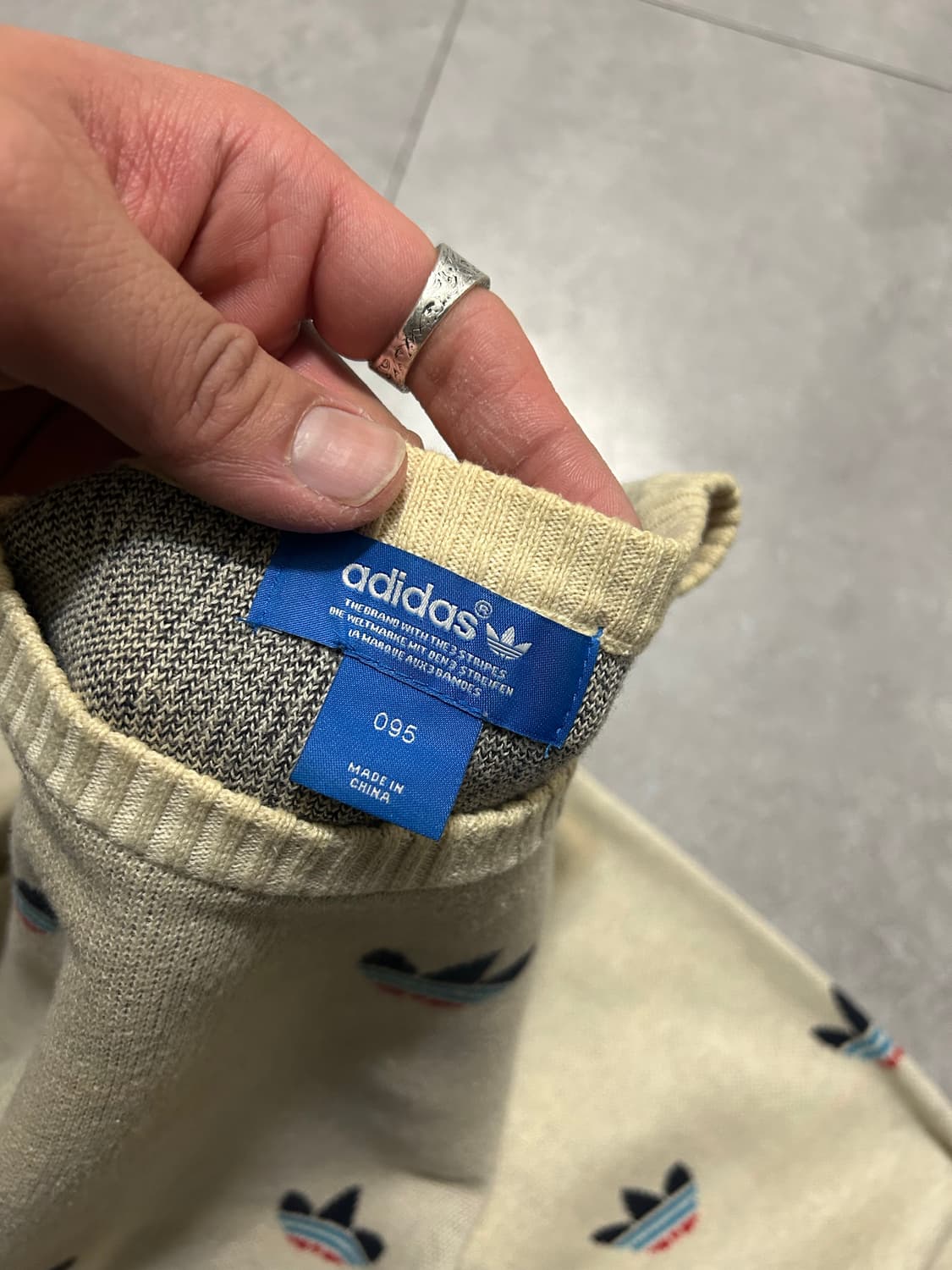 00s 아디다스 멀티 트레포일 빈티지 코튼 니트  95size  상품이미지5