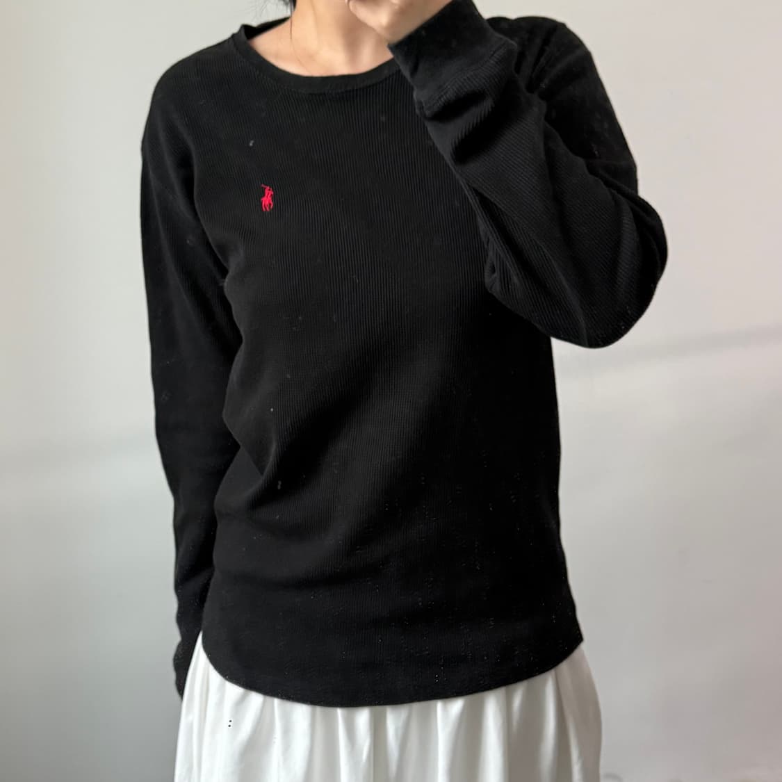 [L] 폴로 블랙 와플 니트 상품이미지1