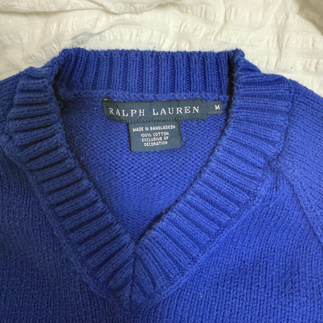 폴로 코튼 브이넥 니트 블루 m 상품이미지2